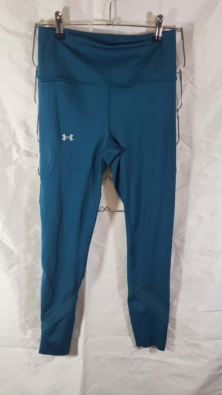 Under Armour Women's HeatGear Armour No-Slip Waistband Ankle Leggings Teal SM